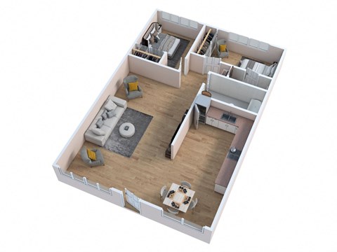 Floor plan for 2 beds, 1.5 baths, 819 sqft